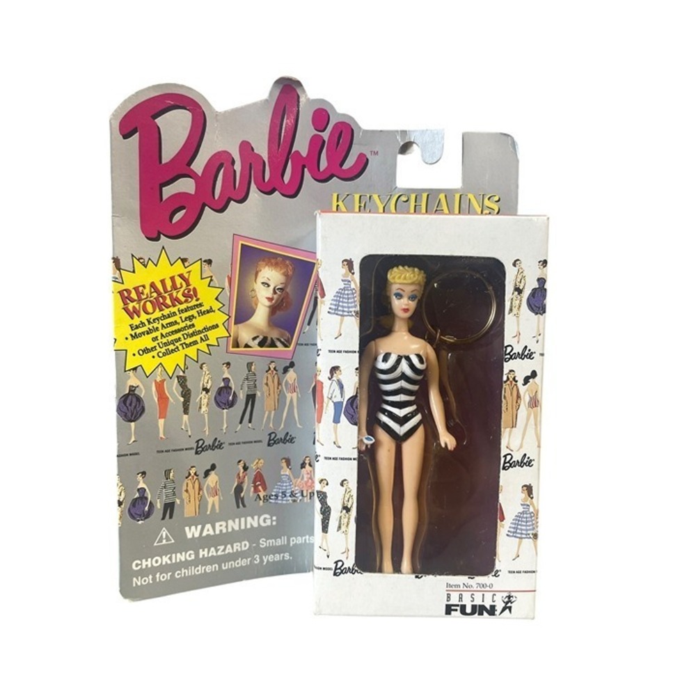Barbie Keychain Basic Fun Original 1959 Reproduction Black White Swimsuit NIP